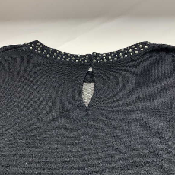 Belle Vere Notte Long Sleeve Bejeweled Crew Neck Wool Blend Dress Black Medium - Picture 7 of 12